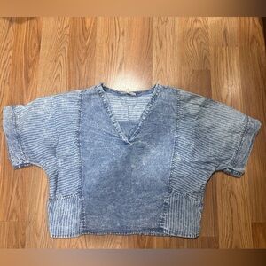 V neck denim inspired top